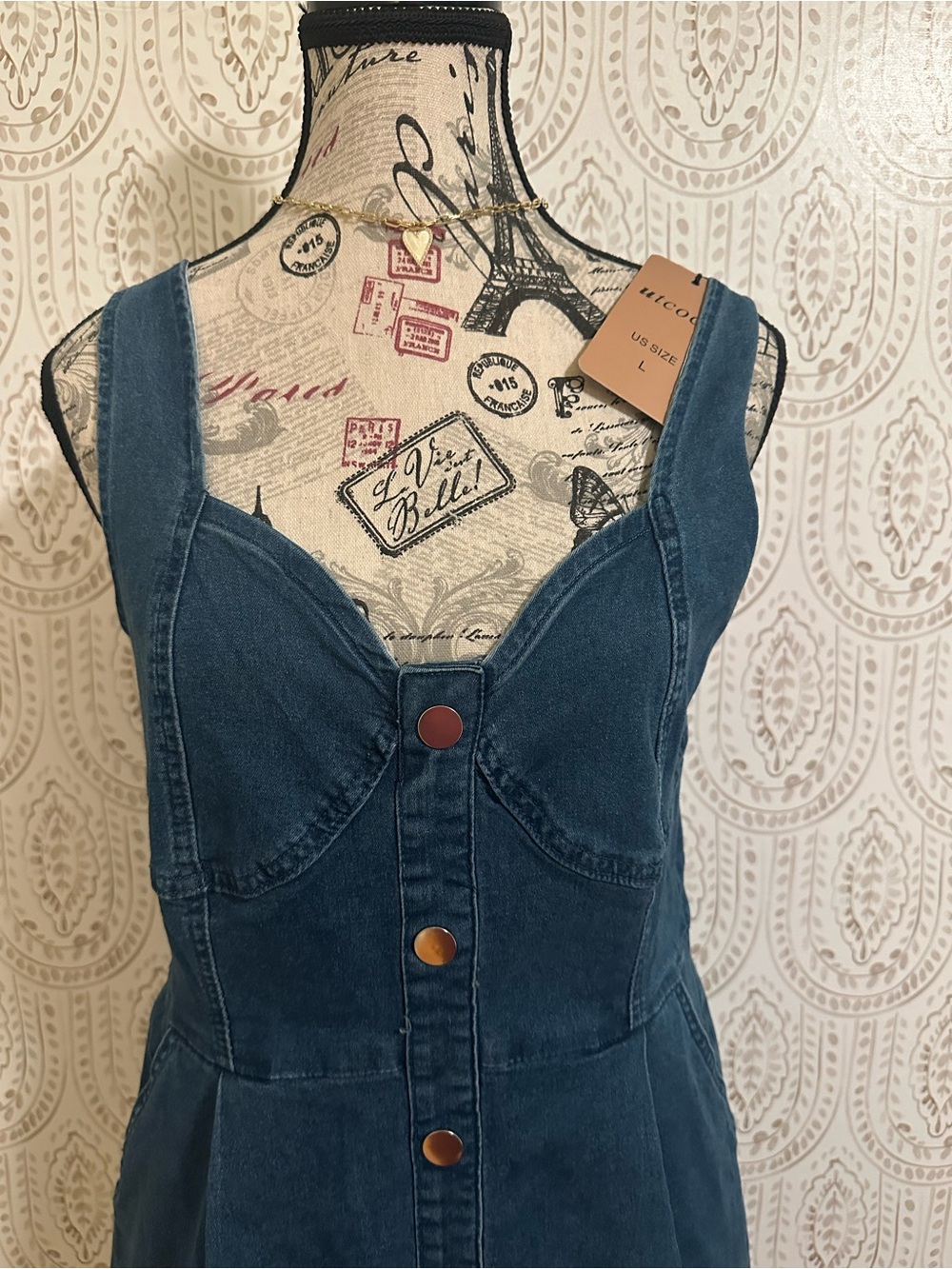 Amazon Blue Denim Button-Front Maxi Dress - Picture 4 of 7